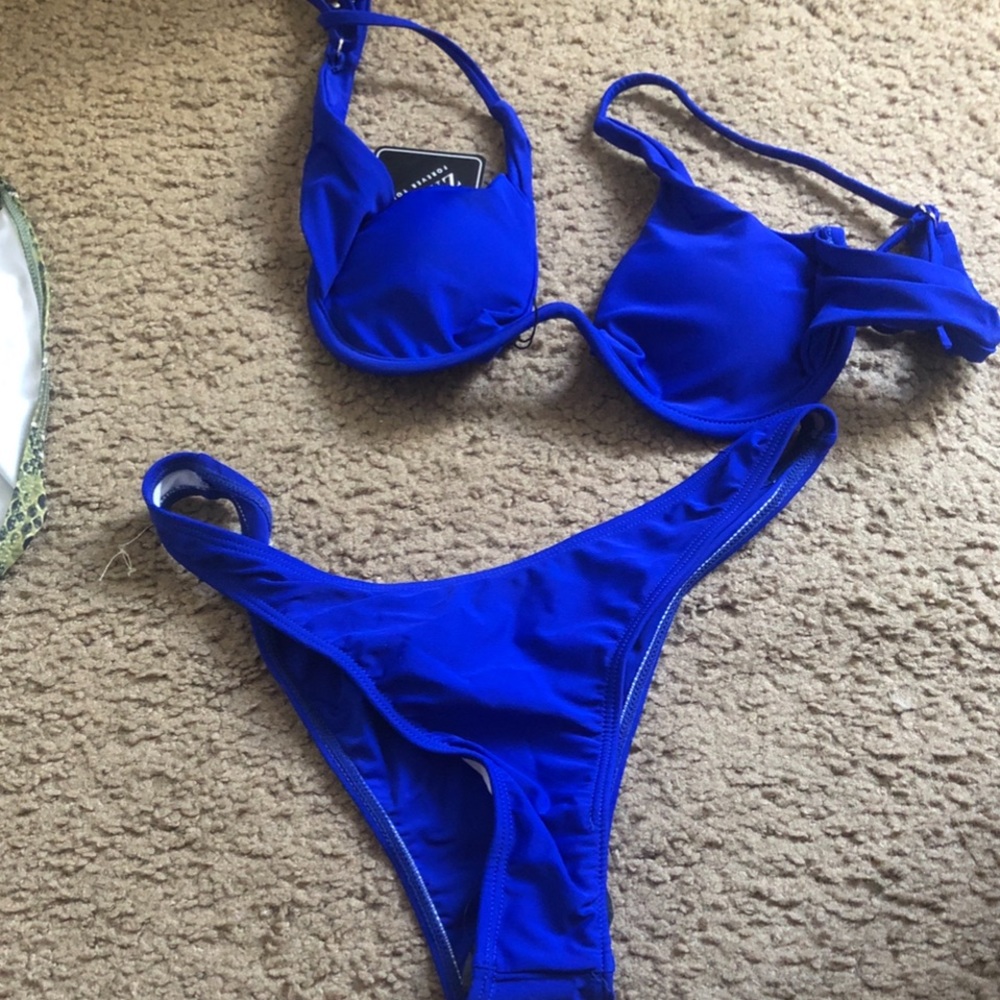 Blue wired bathing suit
